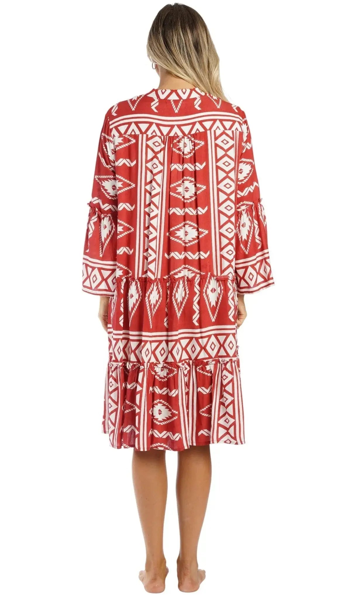 Red Boho Mini Dress | Resort Wear Vacation Dress for Island Travels Club Moda Mini Dress