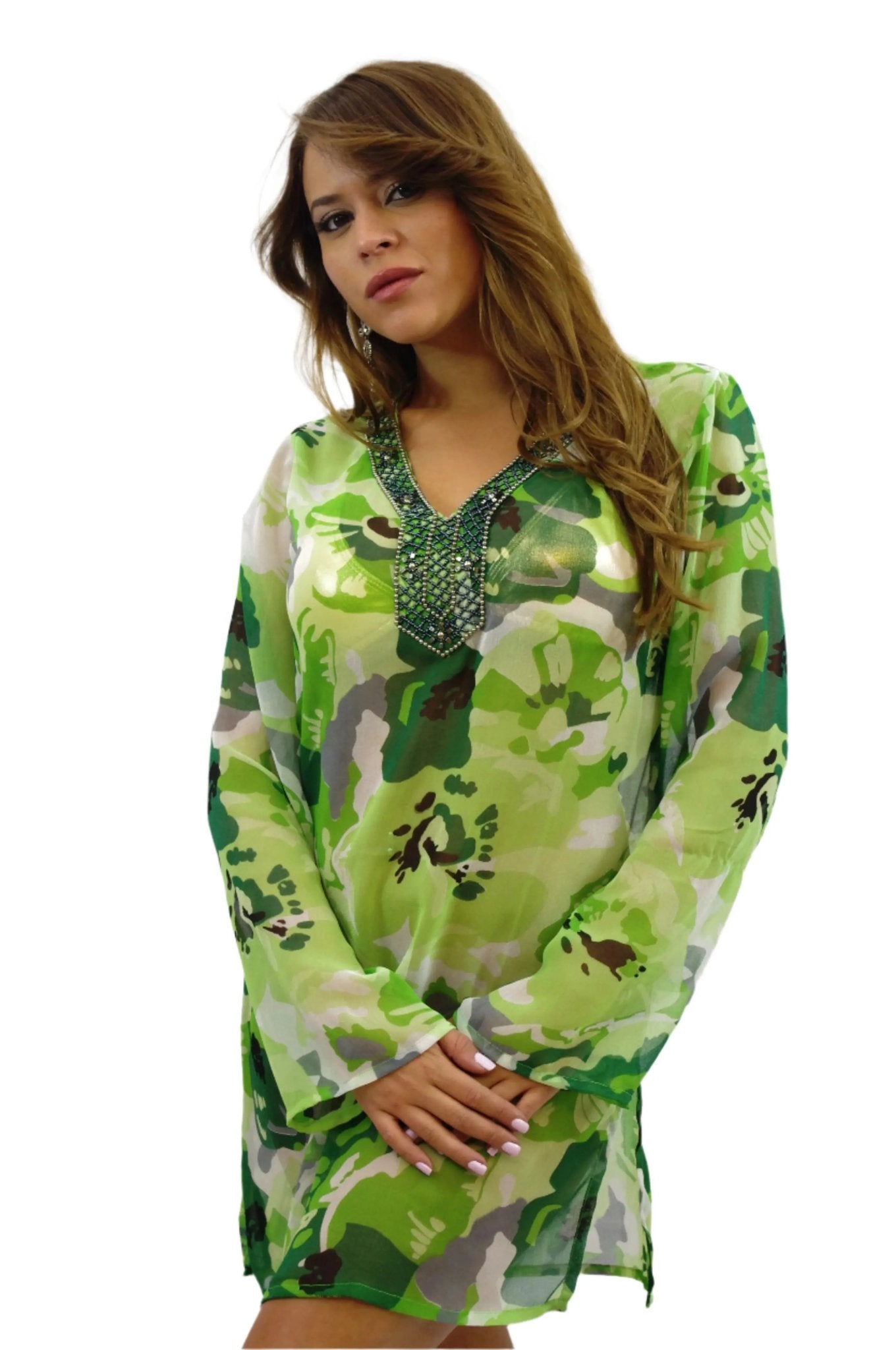 Sheer Beaded Tunic | One Stop Coverups Lamodaclothing
