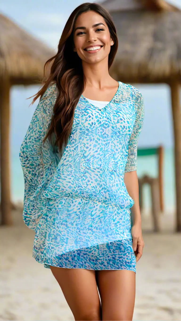 Sheer Kaftan Tops for Tropical Weathers - Premium Resort Wear | Luxury Caftan for Vacation & Cruise | Club Moda