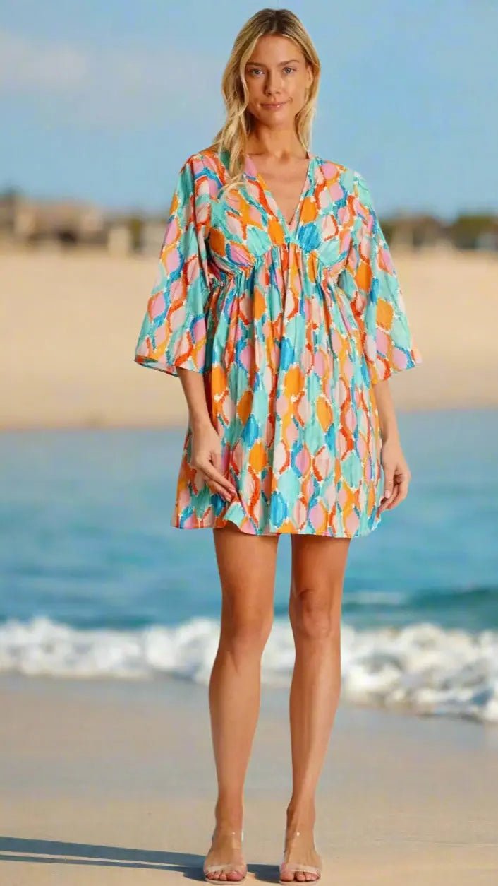 Short Mini Dress - Designer Mini Dress | Elegant Kaftan Cover Up Dress | Club Moda USA