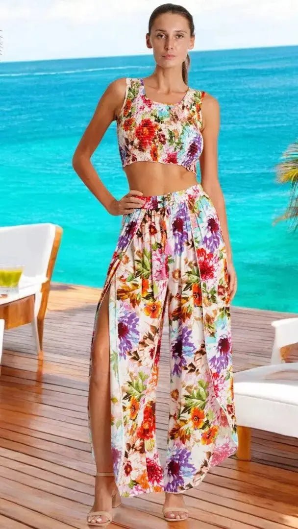 Split Pants 2 Pc Set - Designer Co-ord Set | Elegant Kaftan Cover Up Dress | Club Moda USA