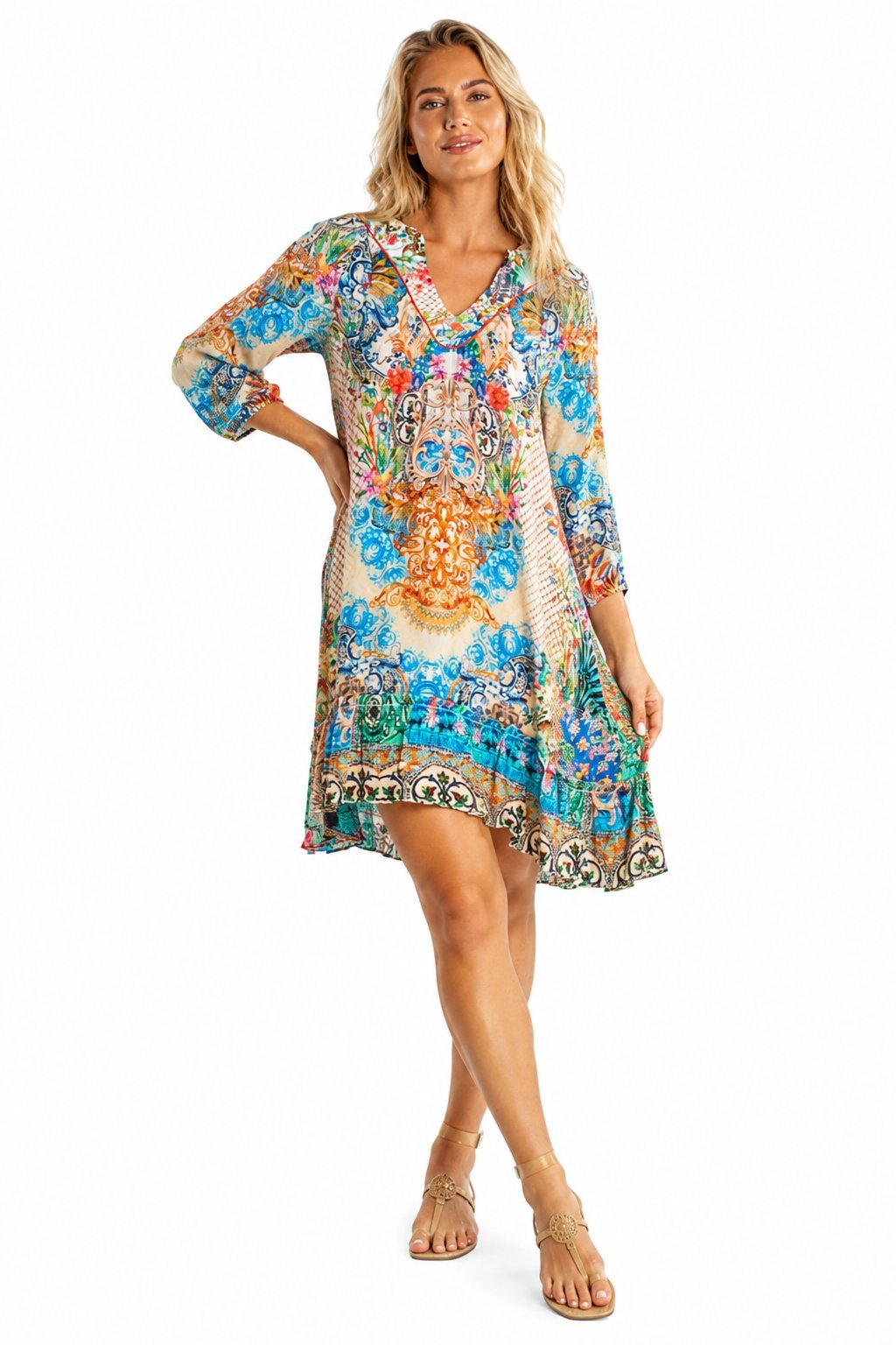 Lightweight summer mini dress, shown from another angle