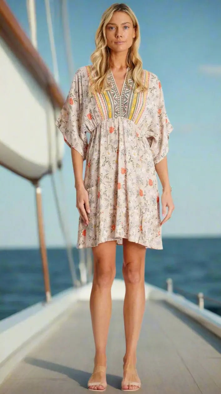 Summer Mini Dress — Essentials - Designer Mini Dress | Elegant Kaftan Cover Up Dress | Club Moda USA