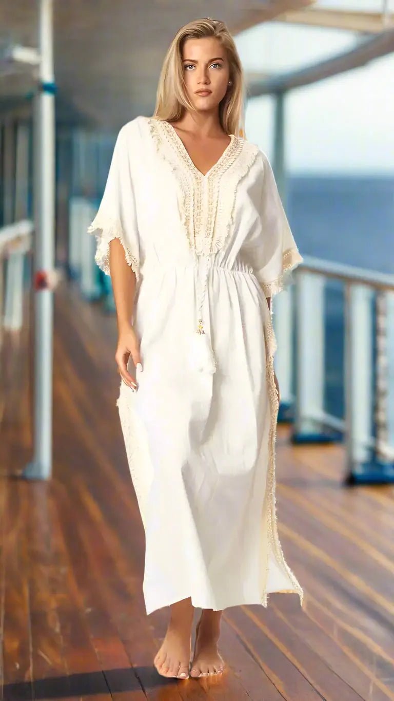 Swim Cover-up Maxi Caftan Dress - Designer Caftan | Elegant Kaftan Cover Up Dress | Club Moda USA