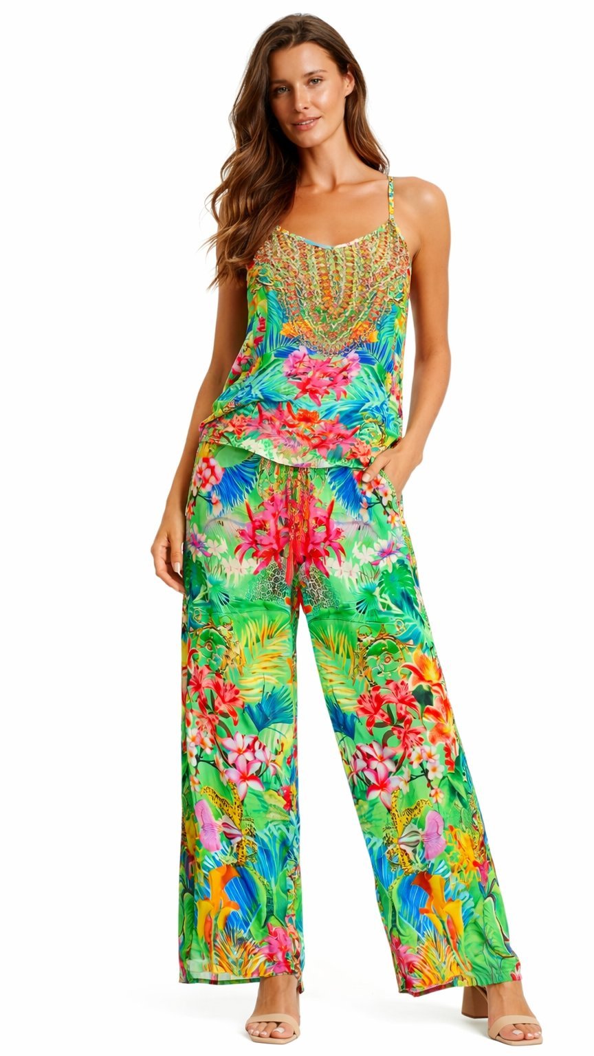 Tropical-print co-ord set with a matching top and pants, additional view
