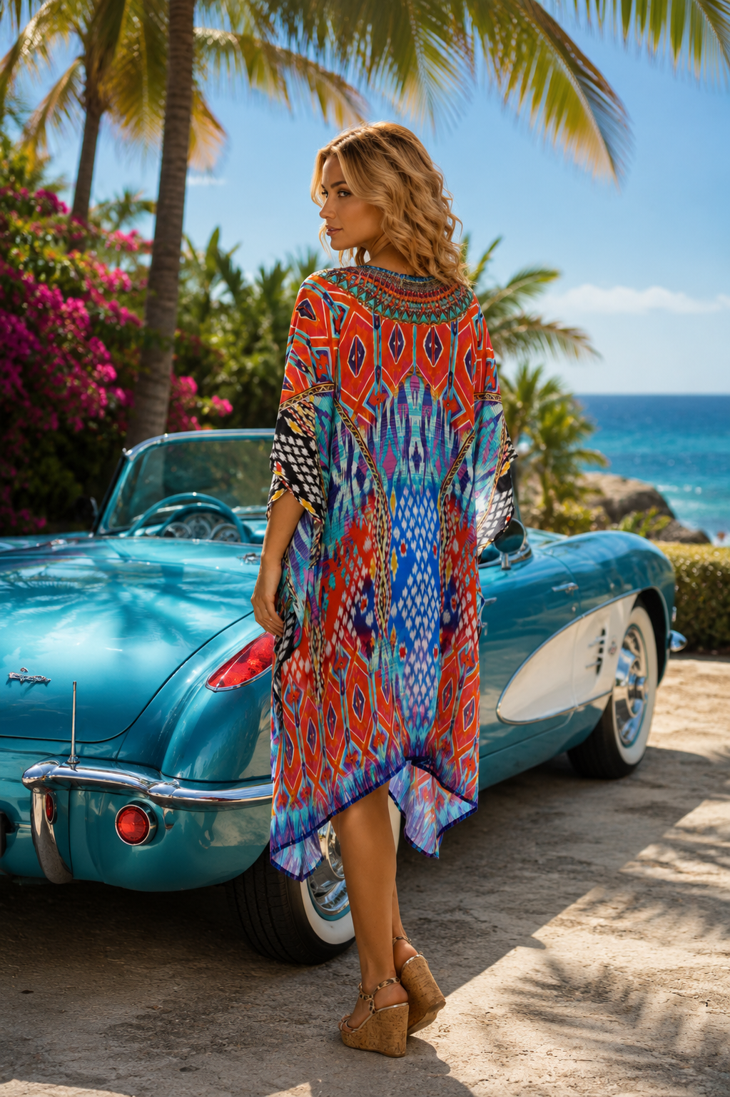 V-Neck Luxury Kaftan Dress - Designer Caftan | Elegant Kaftan Cover Up Dress | Club Moda USA