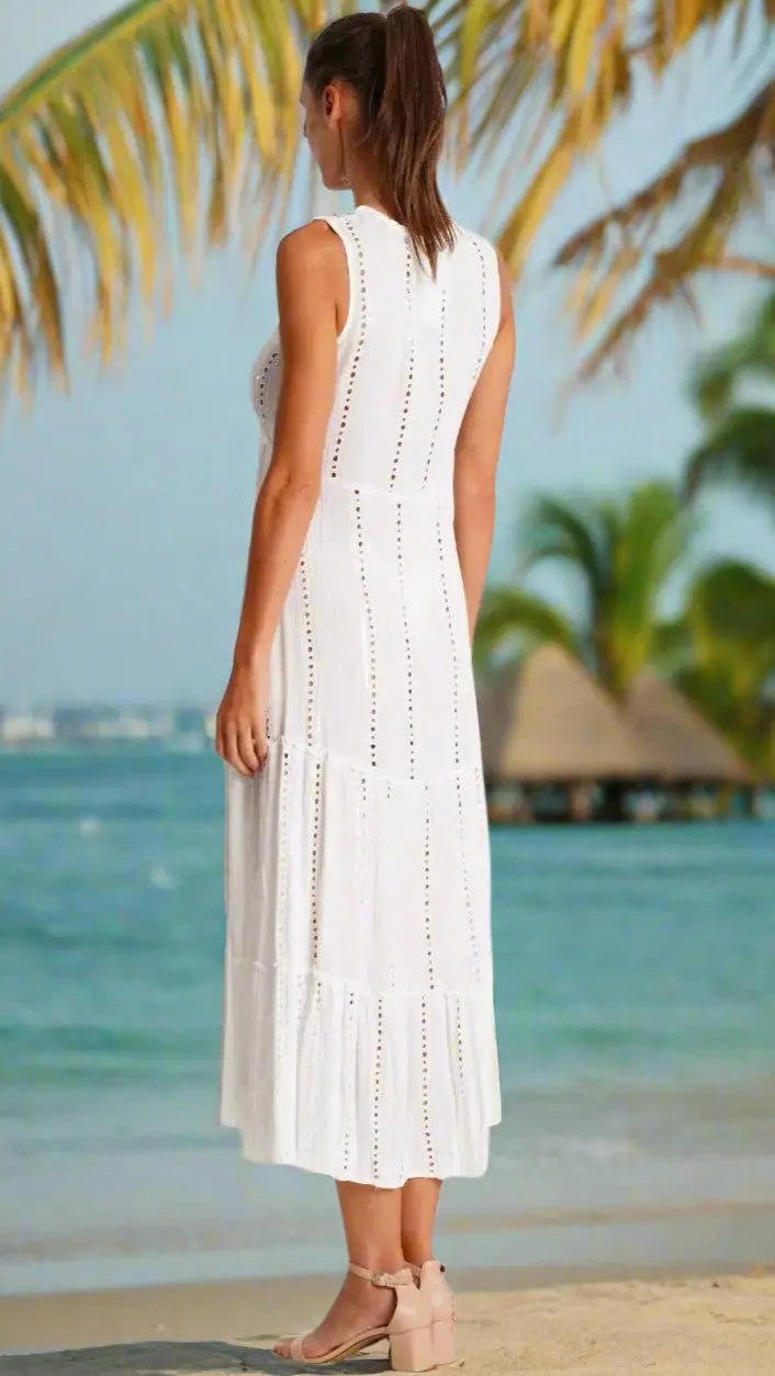 White Beach Dress - Designer Beach Dress | Elegant Kaftan Cover Up Dress | Club Moda USA