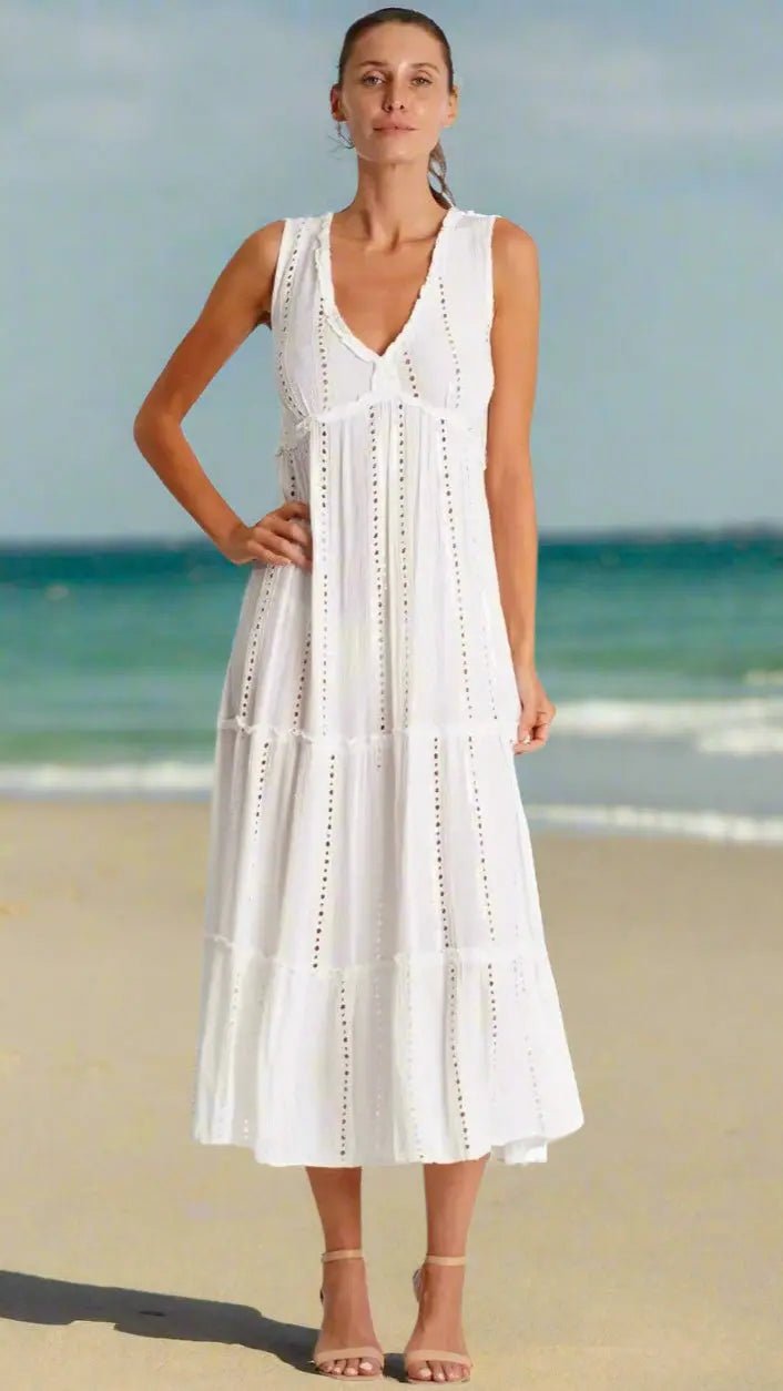 White Beach Dress - Premium Resort Wear | Luxury Beach Dress for Vacation & Cruise | Club Moda