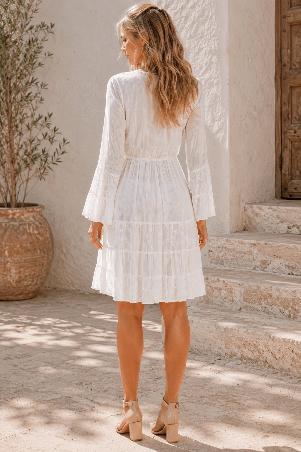 White Cruise Dress - Designer Mini Dress | Elegant Kaftan Cover Up Dress | Club Moda USA