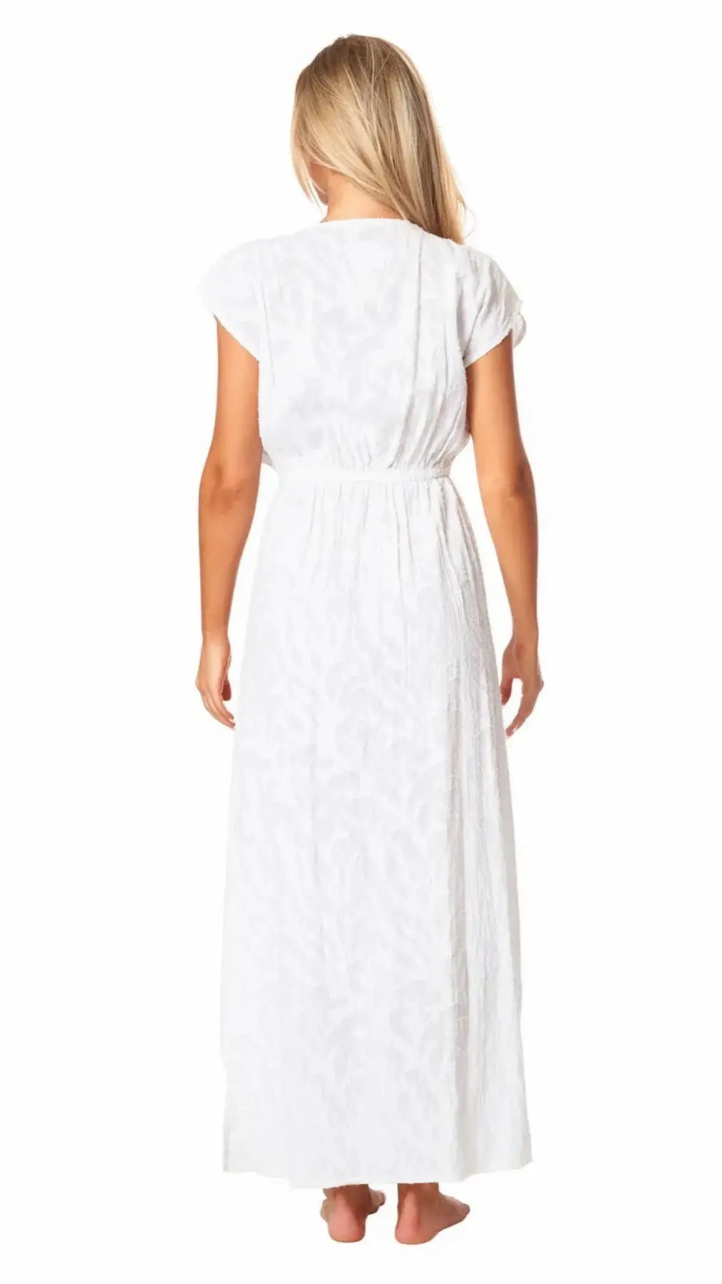 White Maxi Dress with Front Slits La Moda Clothing Maxi Dresses