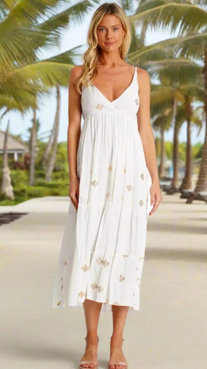 White Sundress - Premium Resort Wear | Luxury Beach Dress for Vacation & Cruise | Club Moda