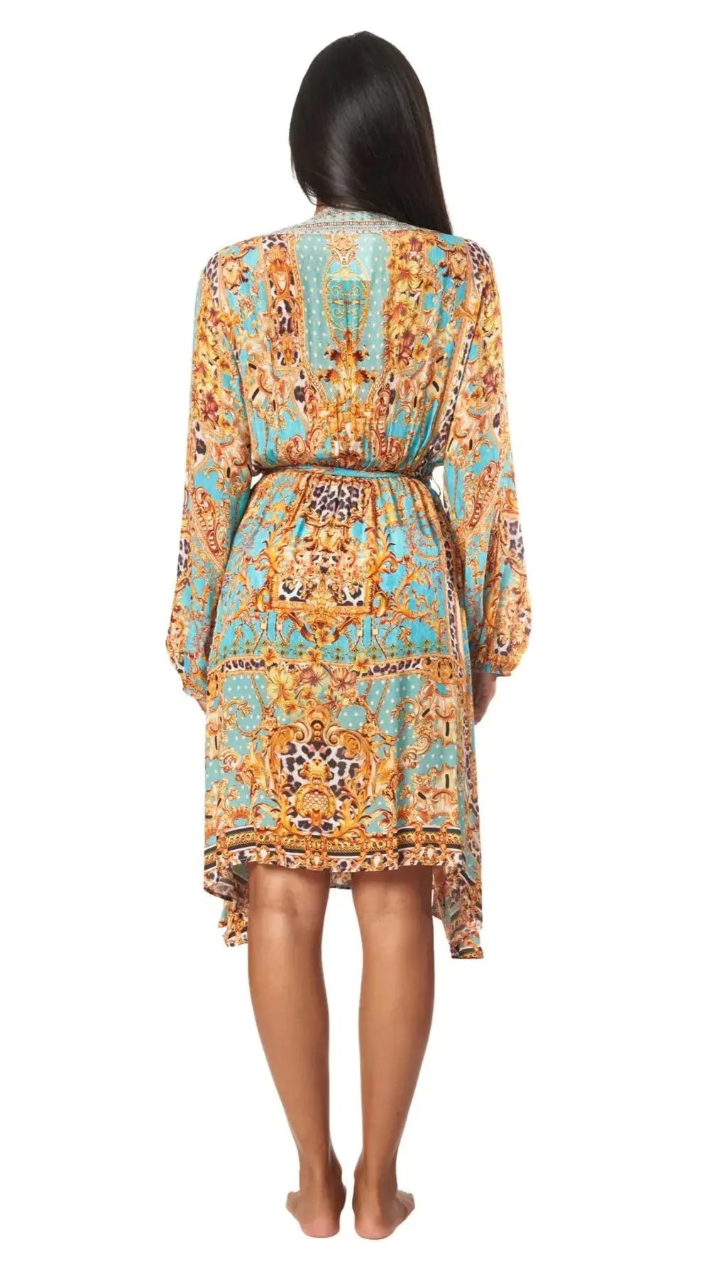 Wrap midi dress cut for warm-weather beach and resort days, additional view
