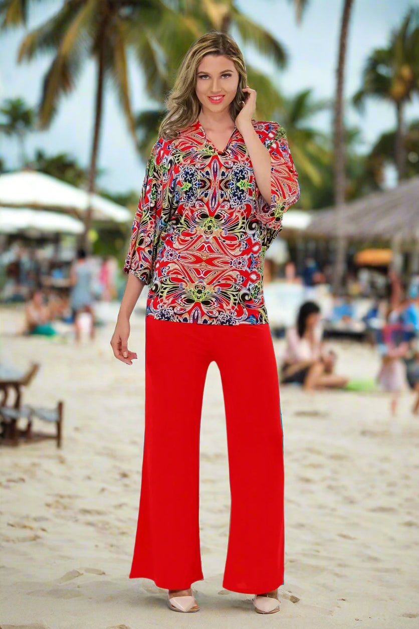 Bell Sleeve Resort Wear Tunic Tops - La Moda Clothing