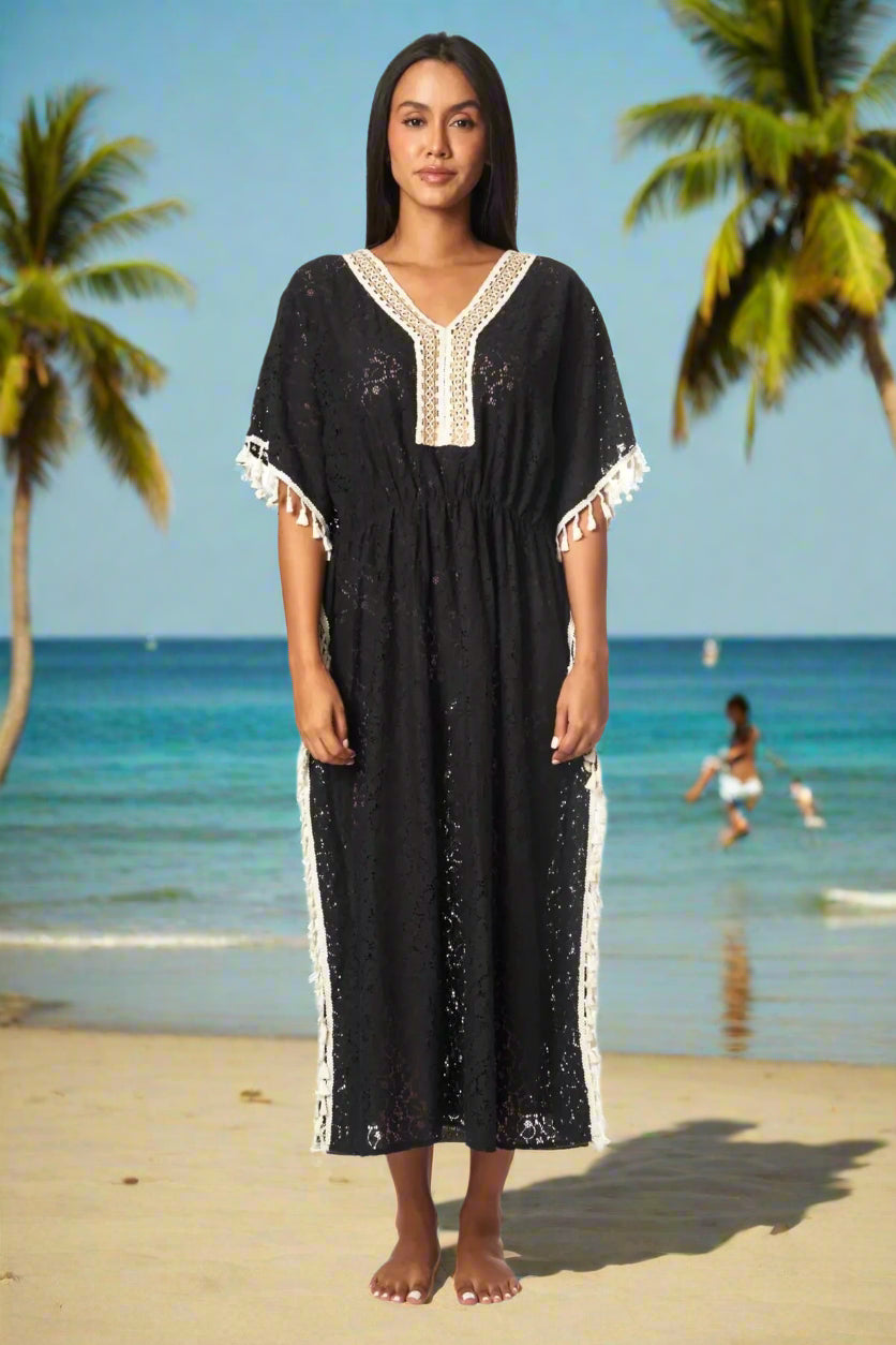 Long Kaftan Beach Cover up - La Moda Clothing
