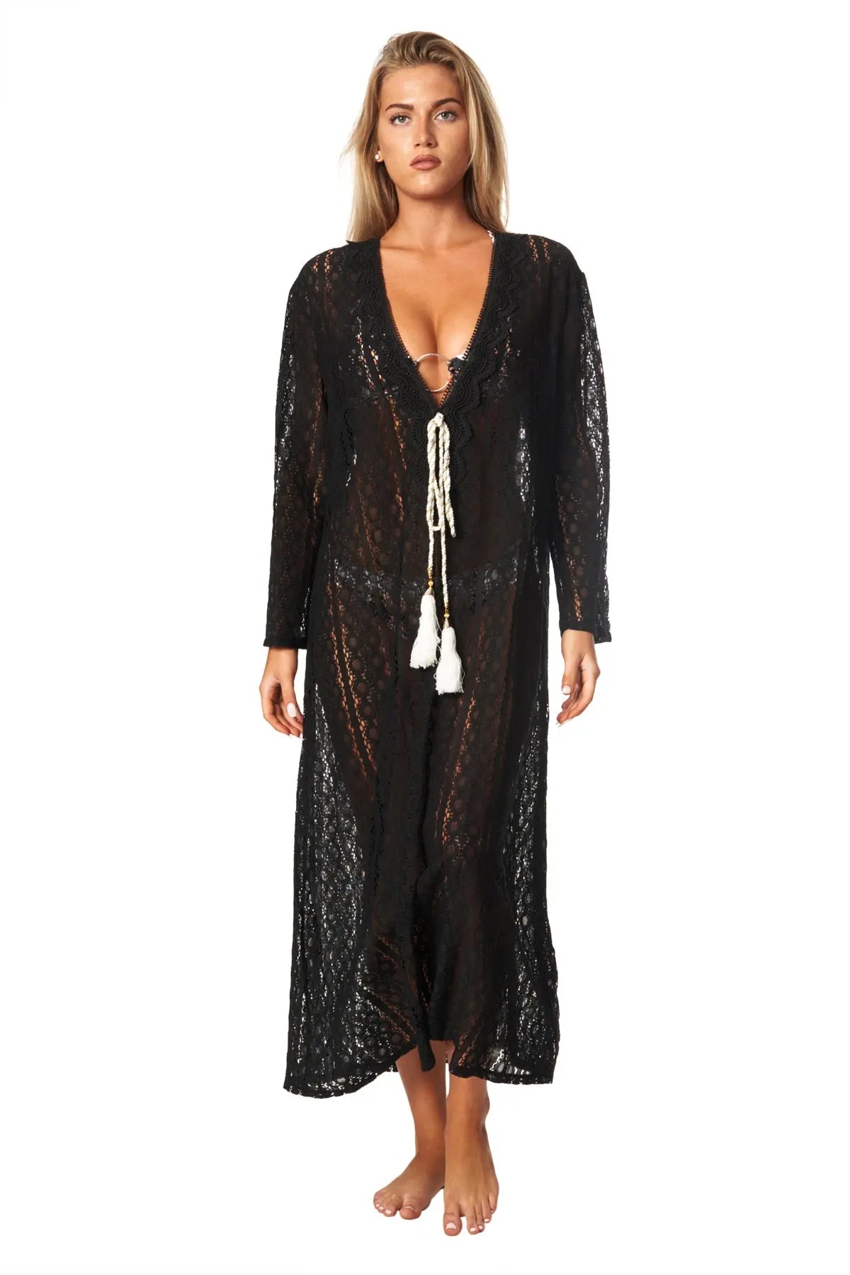 Women's Lace Kaftan Long Maxi Dress - La Moda Clothing