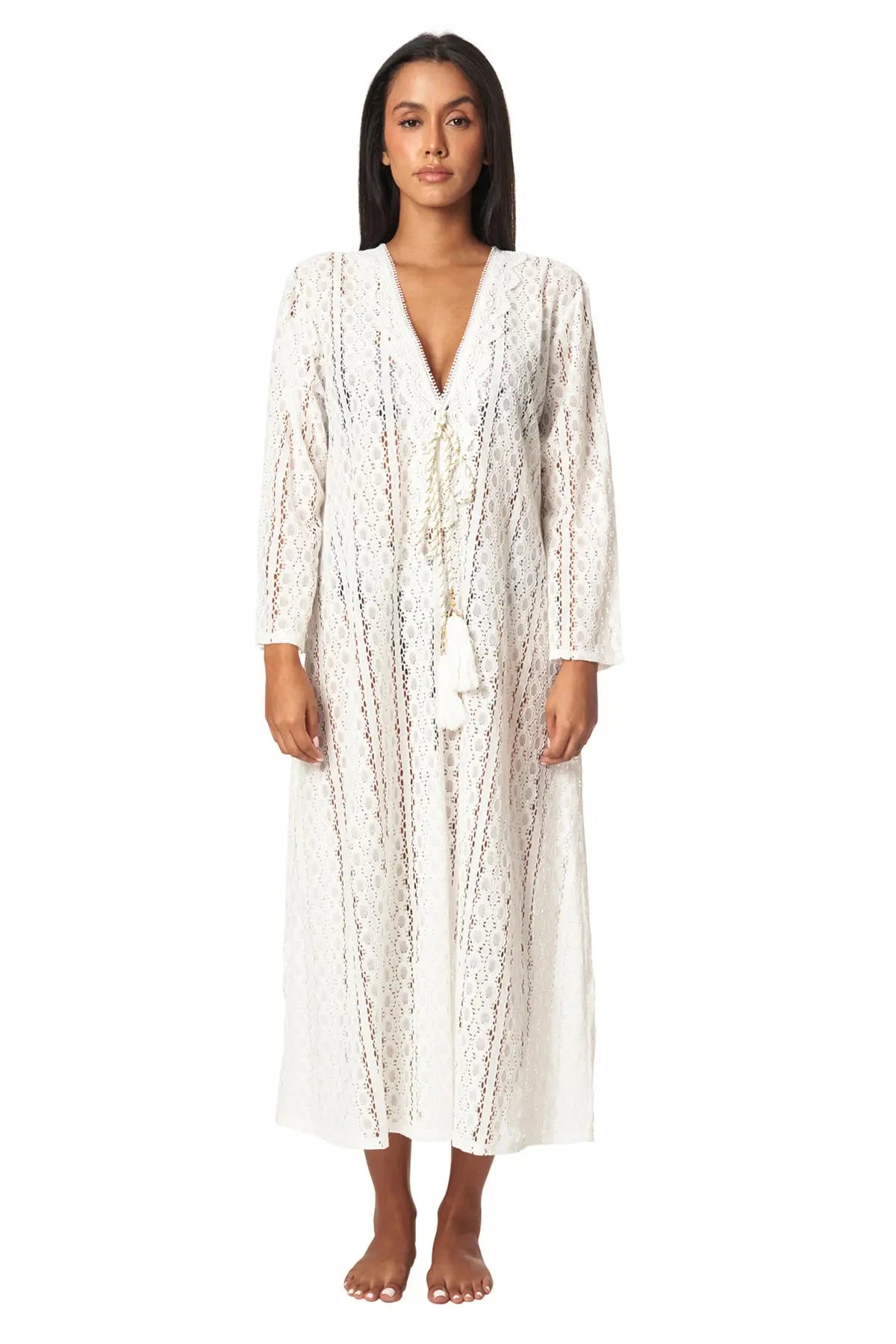 Women's Lace Kaftan Long Maxi Dress - La Moda Clothing