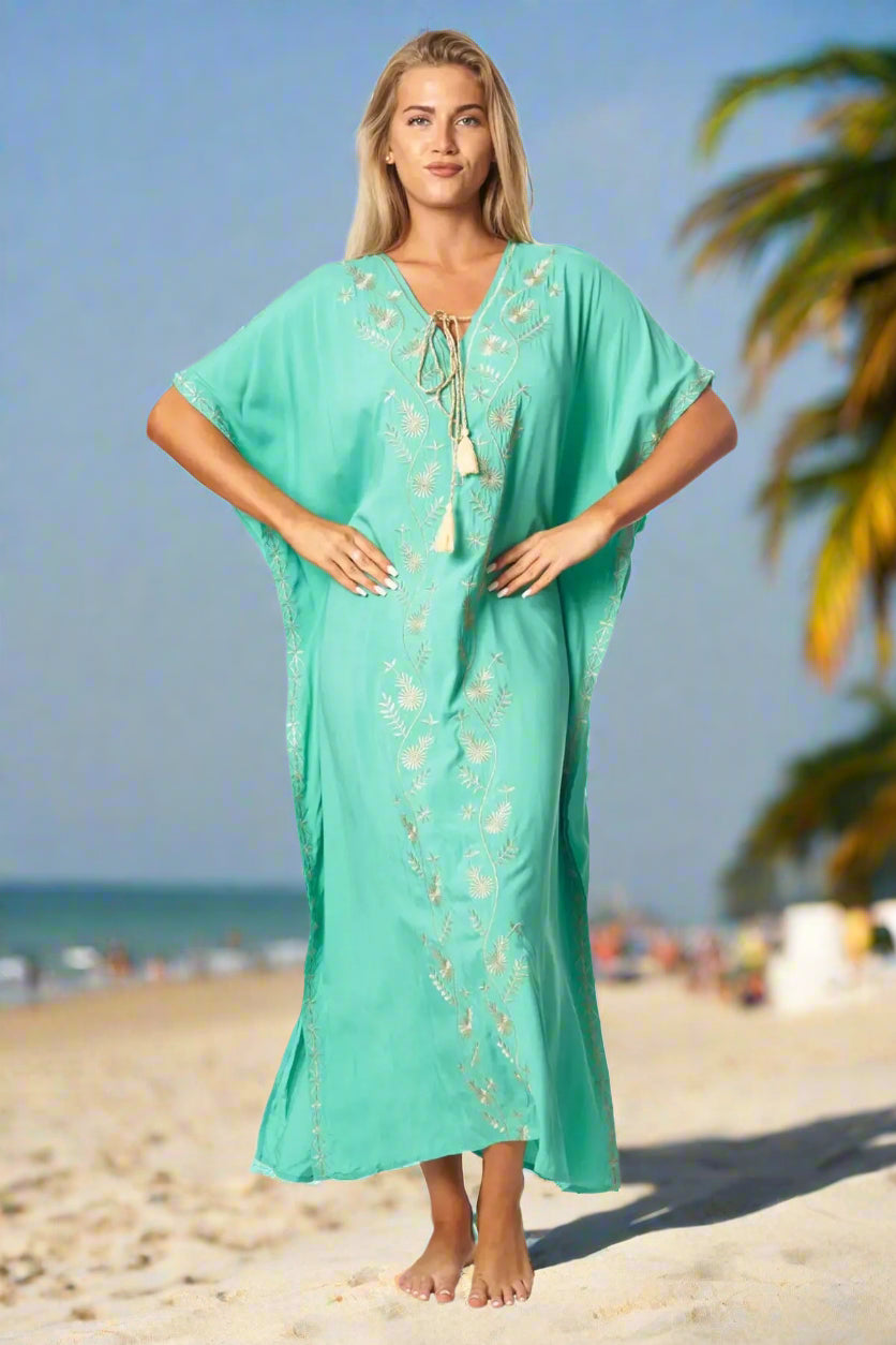 Long Kaftan Beach Cover Up in Modal - La Moda Clothing