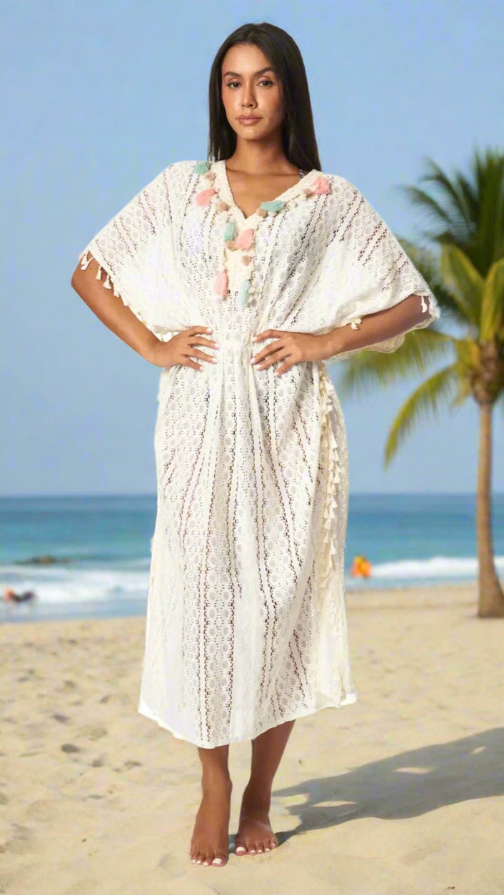 Boho Lace Maxi Kaftan Dress - La Moda Clothing