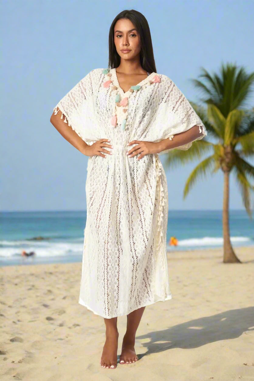 Boho Lace Maxi Kaftan Dress - La Moda Clothing