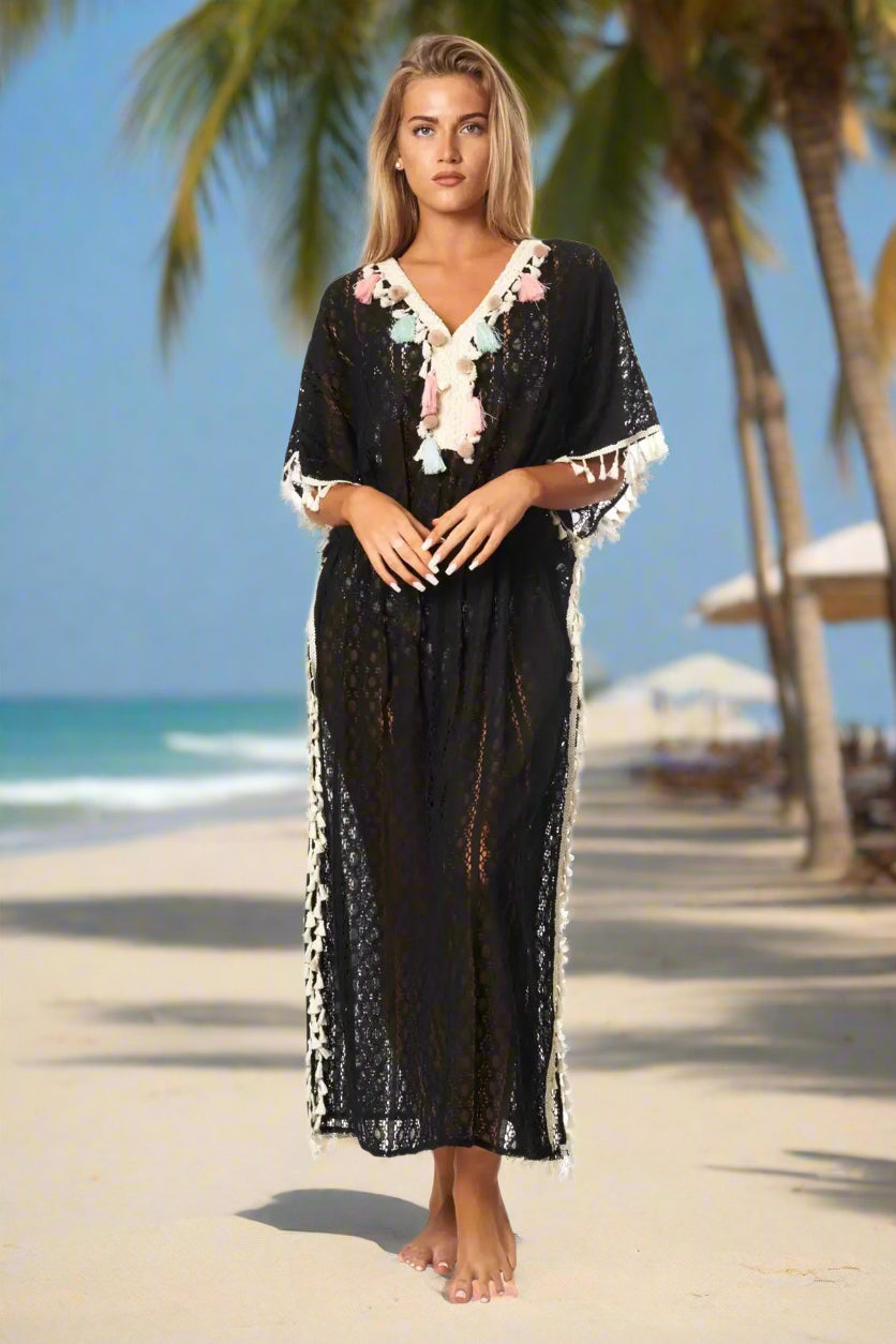 Boho Lace Maxi Kaftan Dress - La Moda Clothing