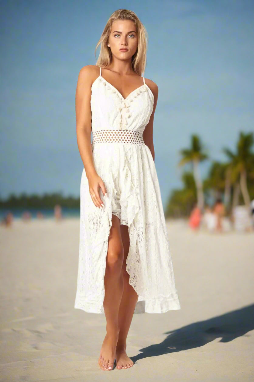 Lace Romper Dress with Shorts - La Moda Clothing