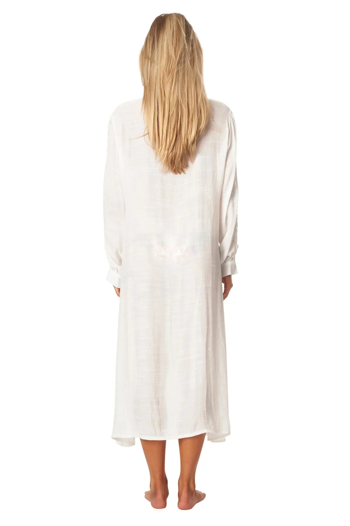 Women Loose Long Sleeve Shirt Dress Swimsuit Cover Ups - La Moda Clothing