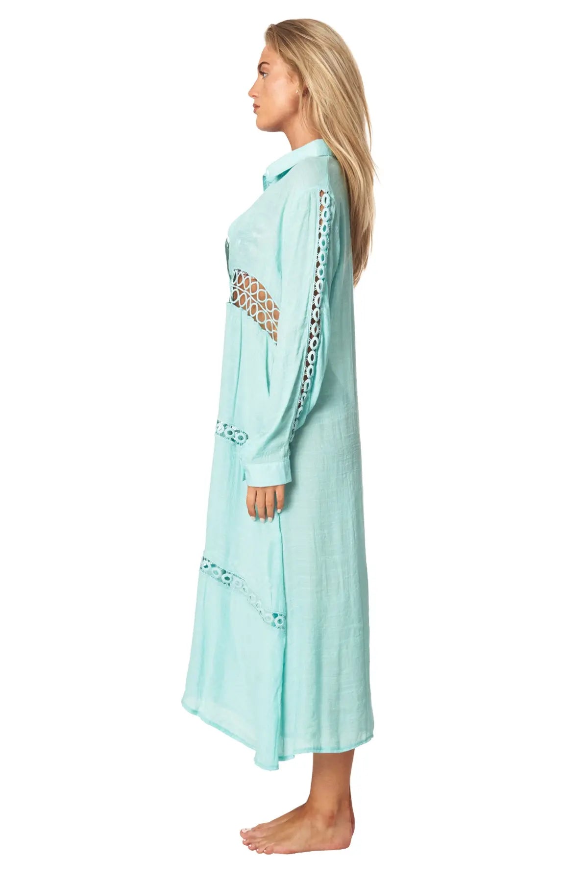 Women Loose Long Sleeve Shirt Dress Swimsuit Cover Ups - La Moda Clothing