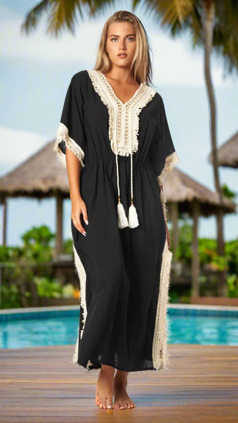 Megan Coverup Maxi Caftan Dress - La Moda Clothing