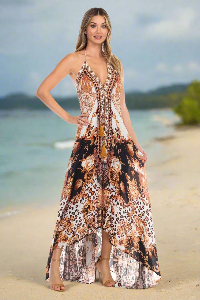 Royal Jungle Convertible 3 Way Maxi Dress Wholesale - La Moda Clothings