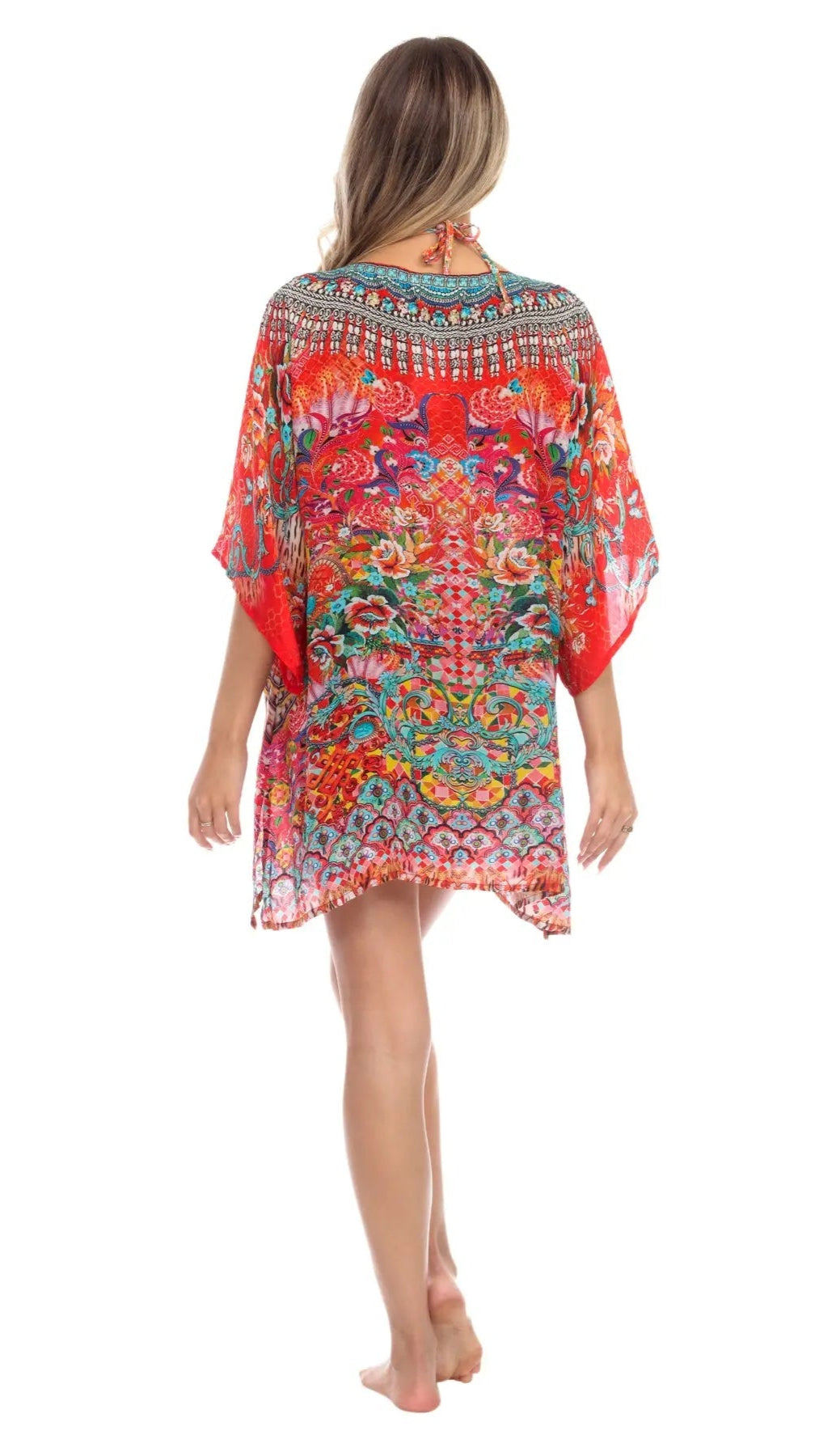 Soul of Summer Mixi Short Kaftan Dress in Viscose Silk - La Moda Clothings