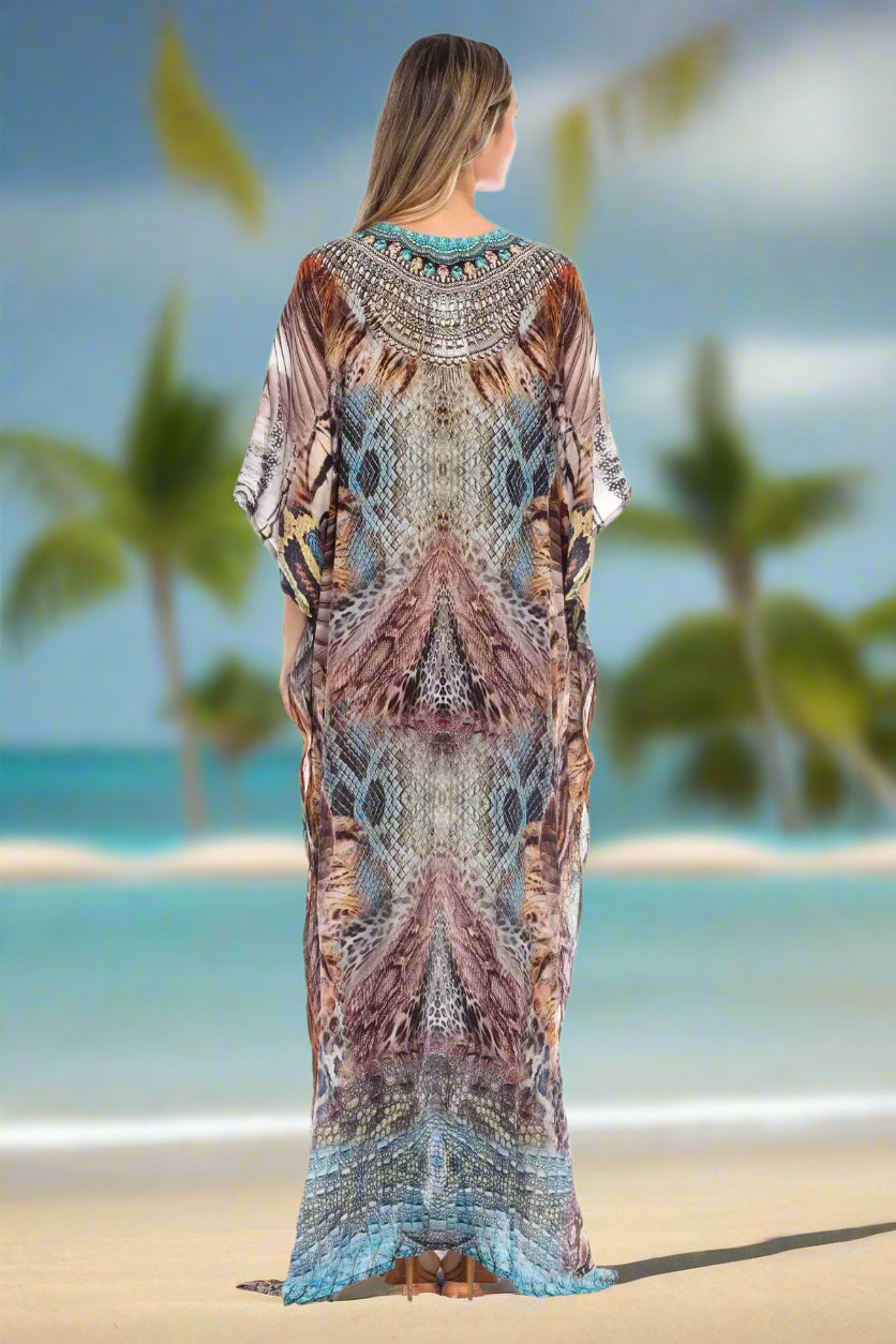 Animal Paradise Long Caftan Dress - La Moda Clothings