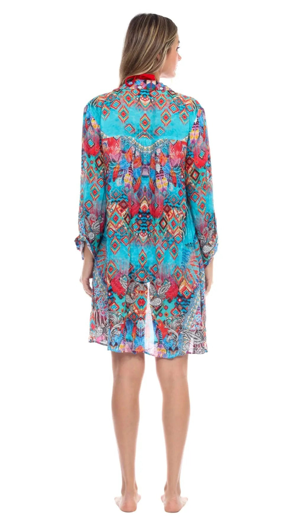 Ikat Blossom Easy Shirtdress Cover-Up - La Moda Clothings