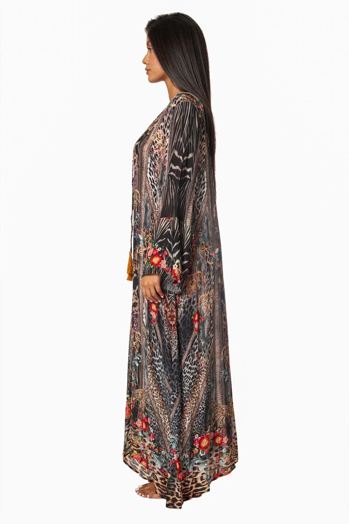 Eclectic Jungle Long Caftan Dress - La Moda Clothing