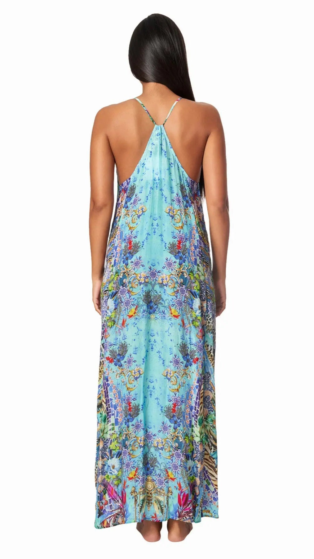 Poppy Garden Racerback Maxi Dress for Resort or Cruise - La Moda Clothing