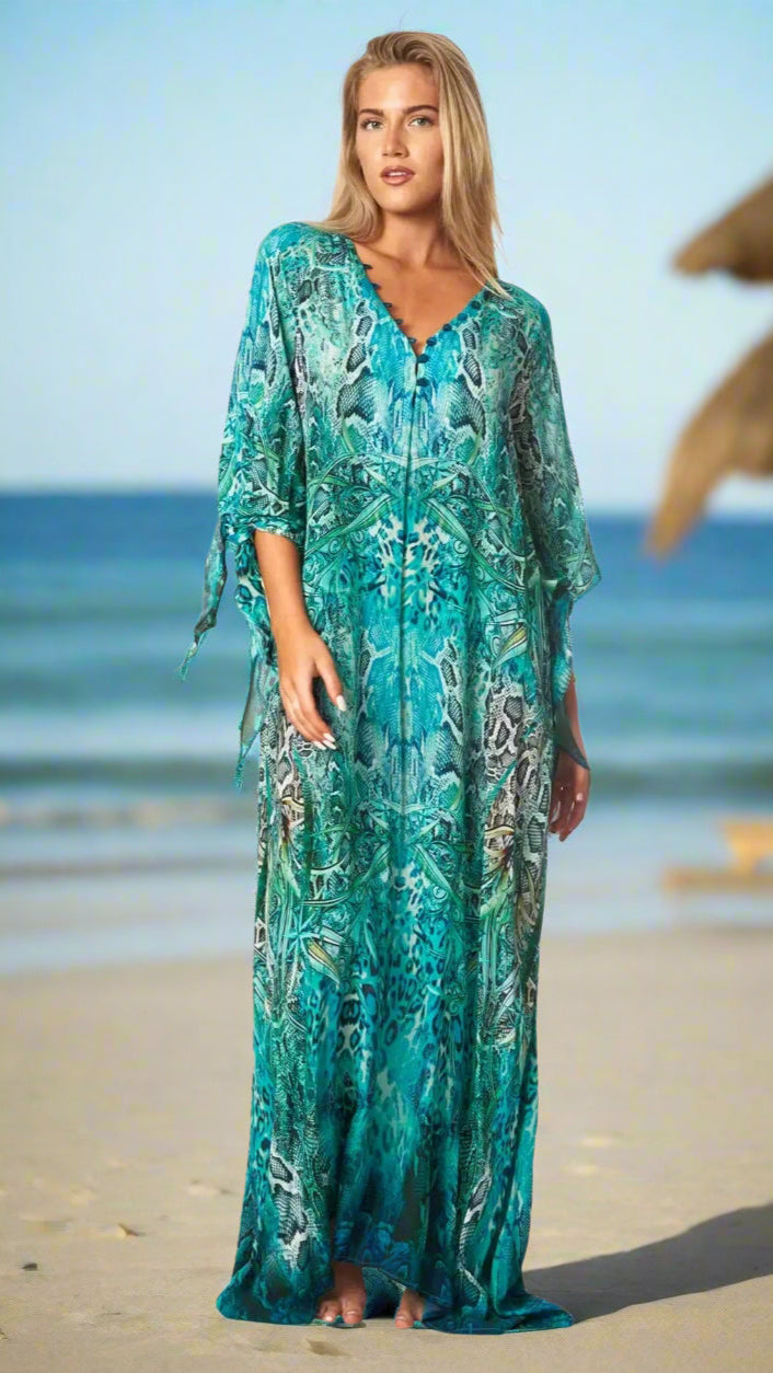 Snake Skin Maxi Kaftan Dress - La Moda Clothing