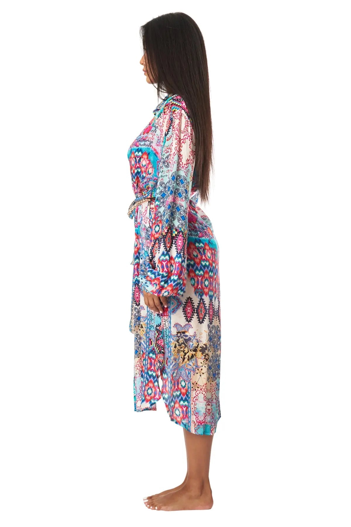 Tribal Ikat Easy Shirtdress Cover-Up - La Moda Clothing