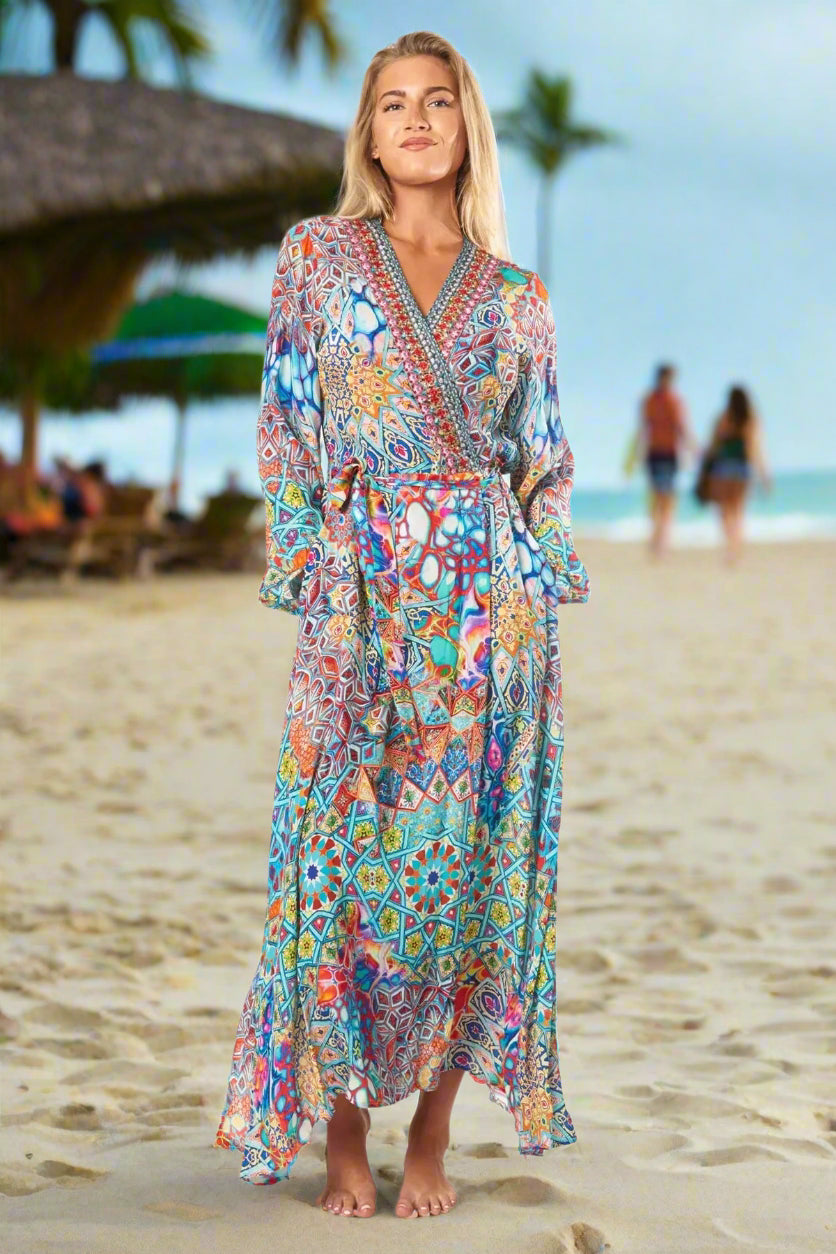 River Bed Women's Maxi Wrap Dresses - La Moda Clothing