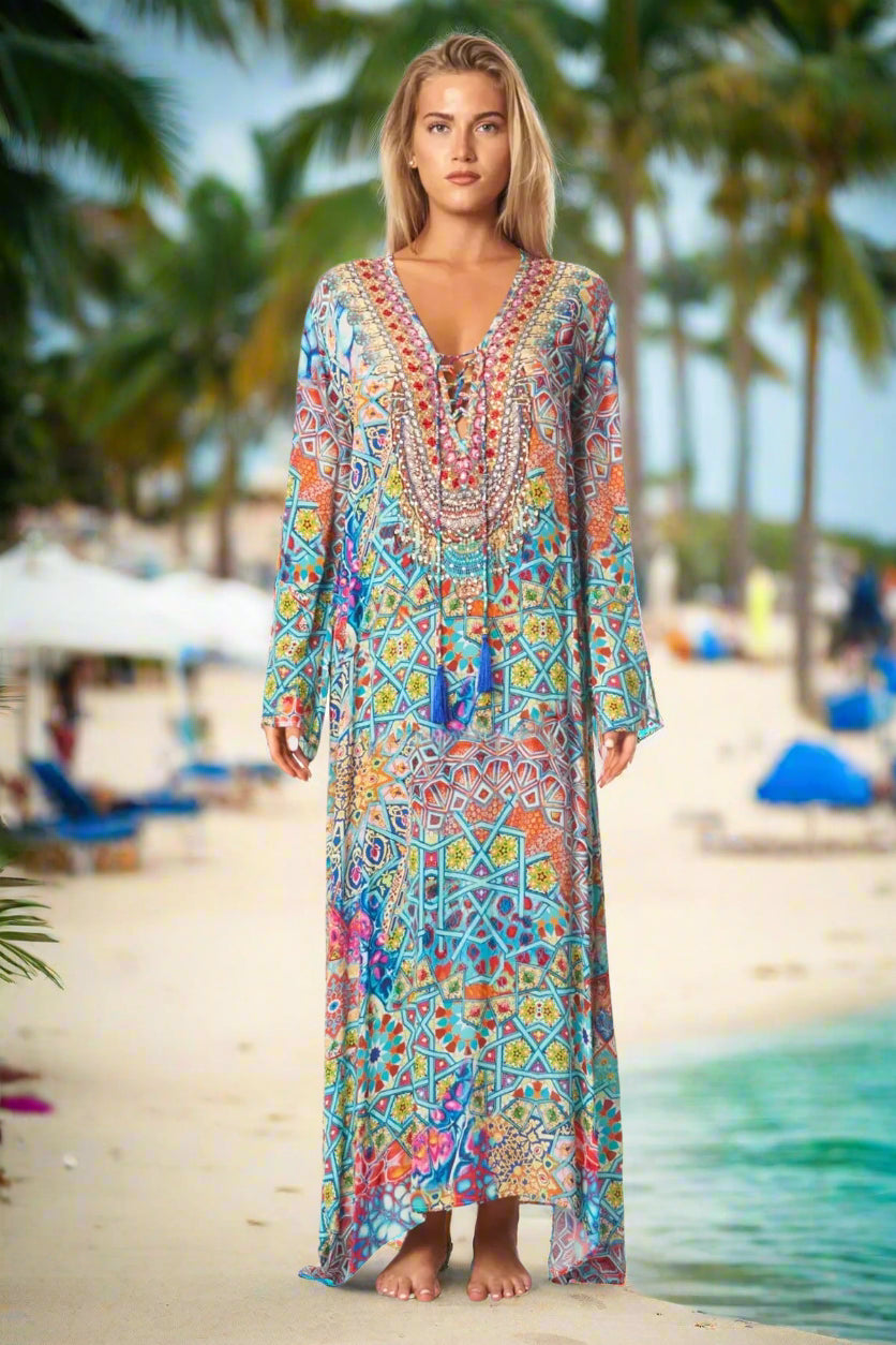 River Bed Long Caftan Dress - La Moda Clothing