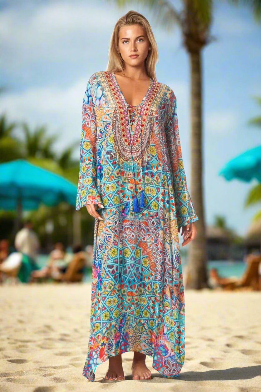 River Bed Long Caftan Dress - La Moda Clothing