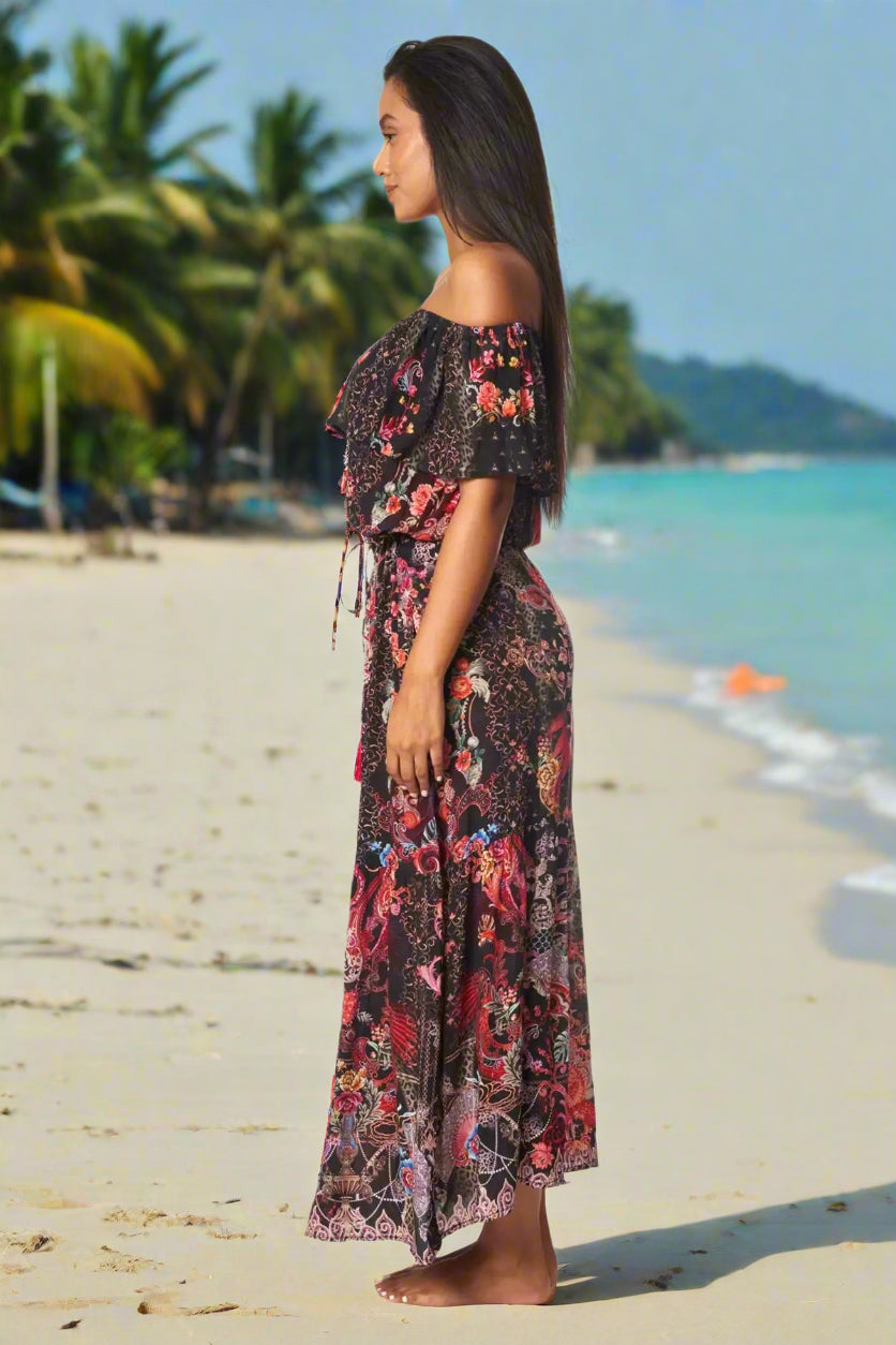 Forest Festival Long Off the Shoulder Dress - La Moda Clothing