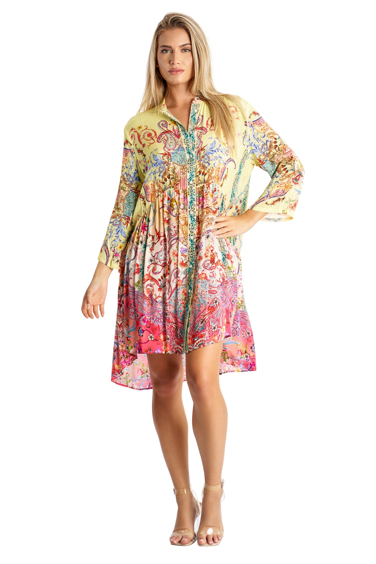 Portrait Shirt Dress Luxury Resort Apparel