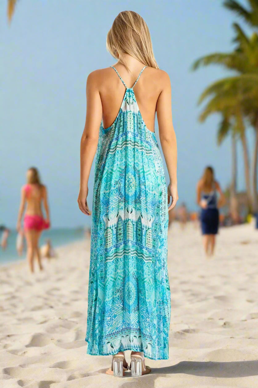 Maxi Resort Dress with Front Pockets - La Moda Clothing