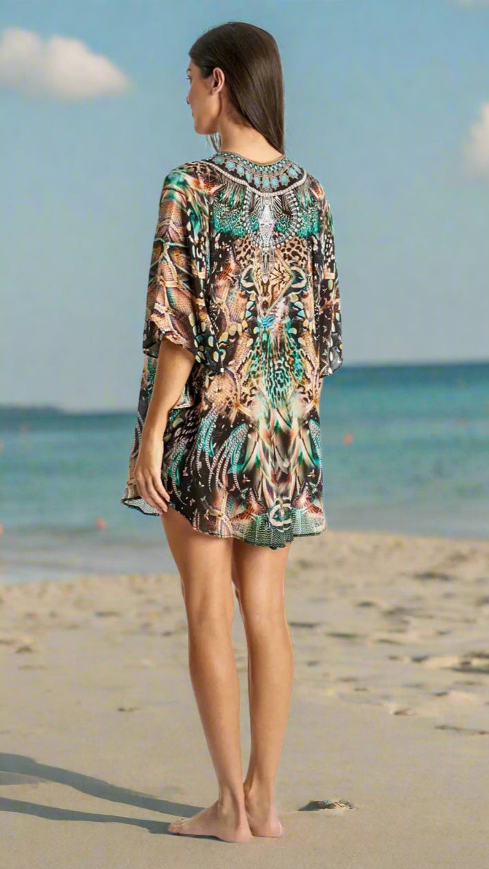 Bright & Bold Trendy Designer Vacation Kaftan - La Moda Clothing