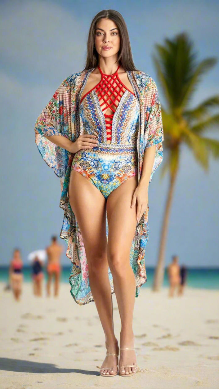 Kimono Cover Up in Viscose Silk - La Moda Clothing