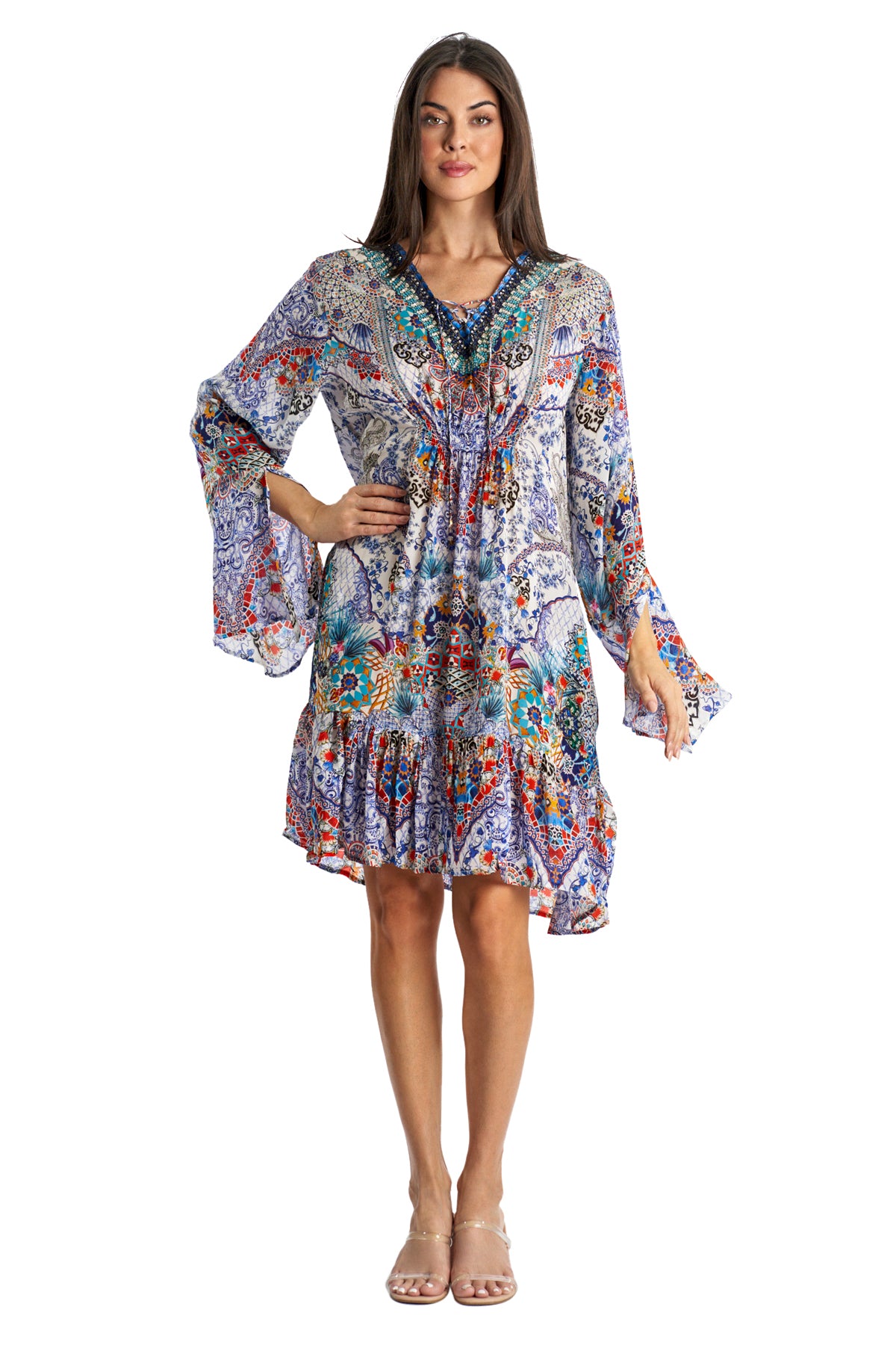 Resort Wear Short Mini Dresses in trendy Prints