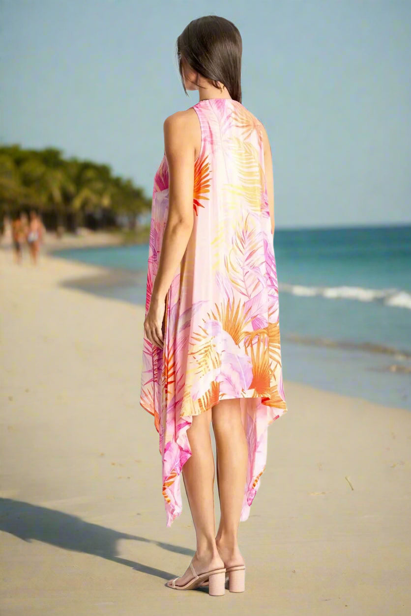 V-Neck Sleeveless Shark-Bite Hem A-Line Midi Dress La Moda Clothing