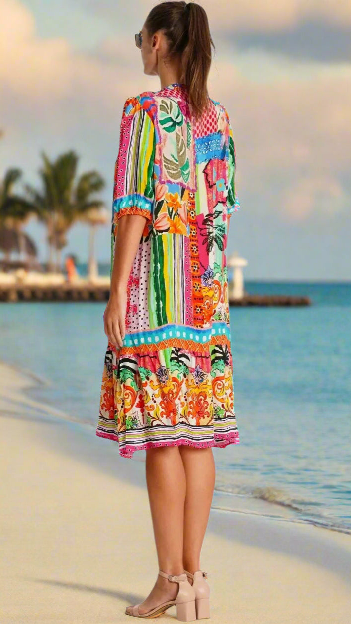 Moda Palm Print Dress  La Moda Clothing