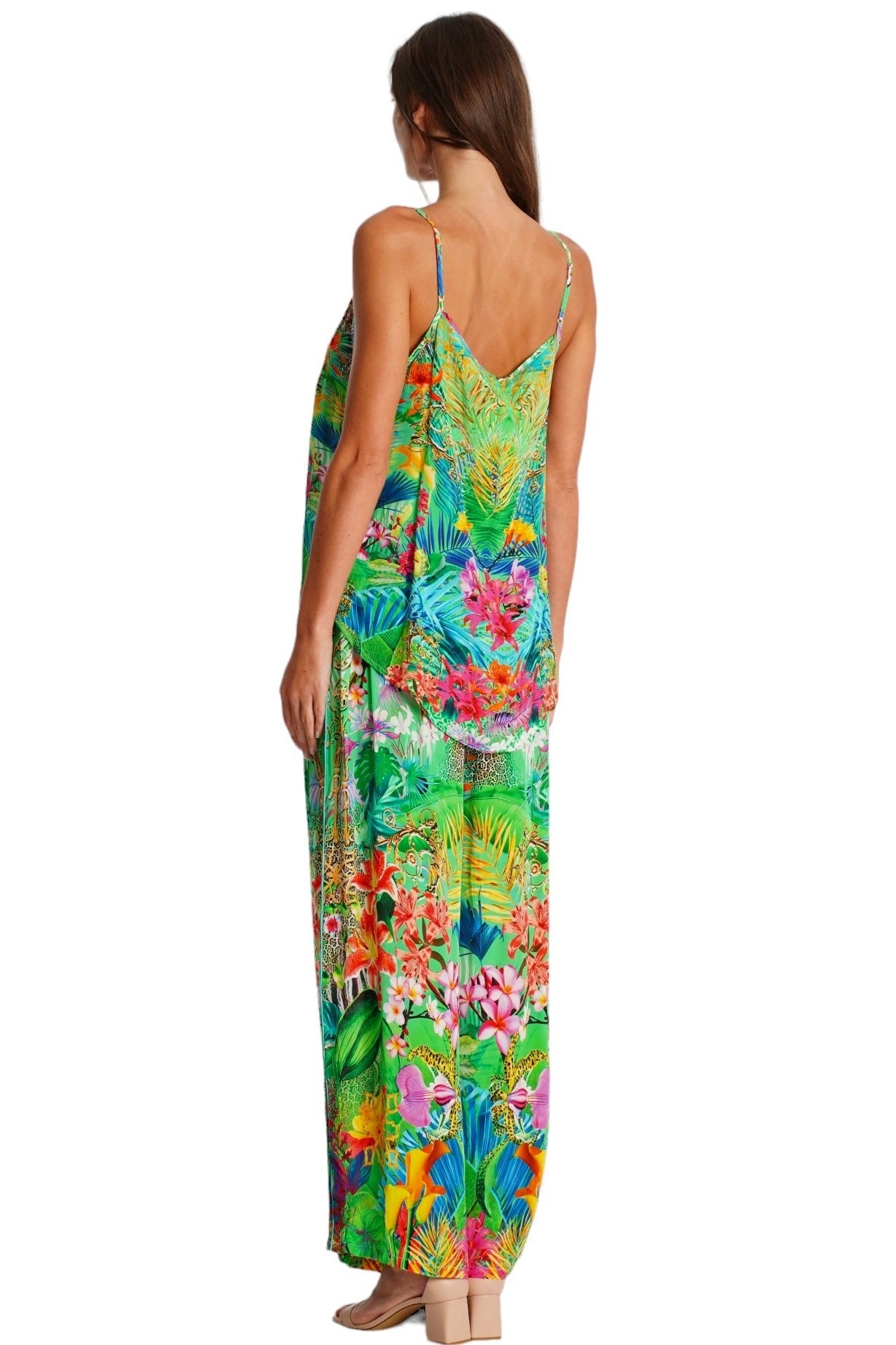 Tropical Print Co-Ord Pant Set – Luxury Designer Resort Outfit - Designer cord set | Elegant Kaftan Cover Up Dress | Club Moda USA