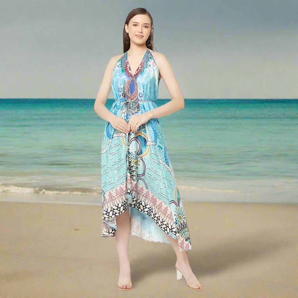 Beach and Resort High-Low Halter Dresses - La Moda Clothing