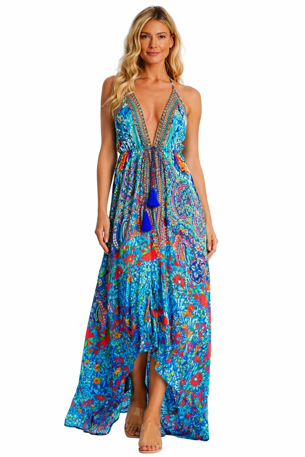 Tropical print halter-neck convertible maxi dress, additional view